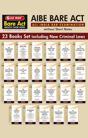 AIBE BARE ACT (ALL INDIA BAR EXAMINATION) WITHOUT SHORT NOTES 23 BOOKS SET INCLUDING NEW CRIMINAL LAWS [Paperback] Lexman