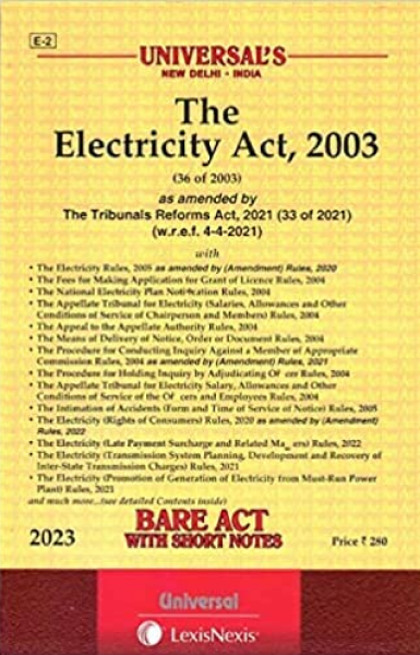 lexis nexis (universal) Bareact The Electricity Act, 2003 edition 2023 [Paperback] bareacts [Paperback]