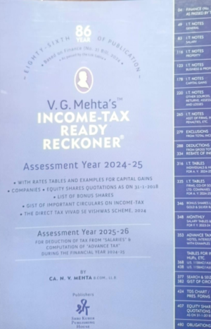 V G Mehta's Income-tax Ready Reckoner 2016-17 (78th Edition, 2016) [Paperback] N. V. Mehta