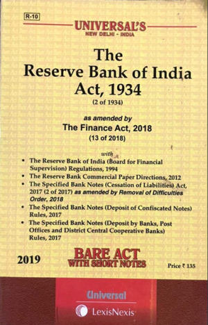 Universal The reserve bank of india act, 1934 [Paperback] Universal