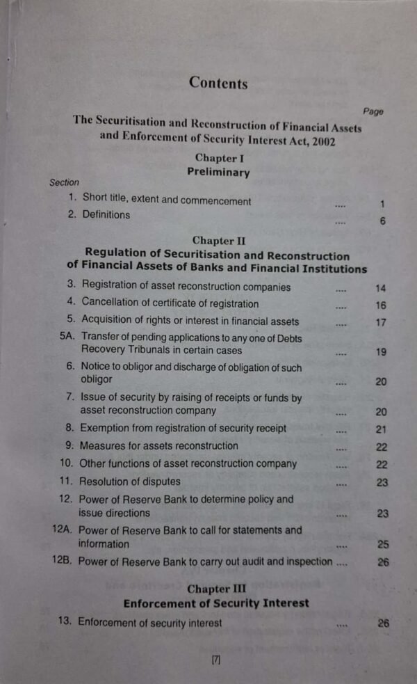 The Securitisation & Reconstruction of Financial Assets and Enforcement of Security Interest Act 2002, Bare Act with Rules, 2025 Edition