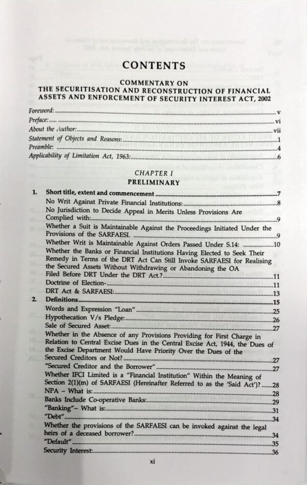 Commentary on The Securitisation and Reconstruction of Financial Assets and Enforcement of Security Interest Act 2002, First Edition 2024