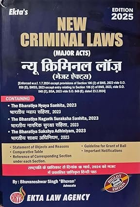 New Criminal Laws Major Acts Book, Edition 2025, Hindi and English, Bharatiya Nyaya Sanhita 2023 New Criminal Laws Major Acts Book, Edition 2025, Hindi and English, Bharatiya Nyaya Sanhita 2023
