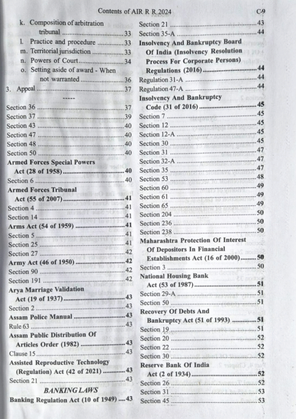AIR Ready Reckoner Contents