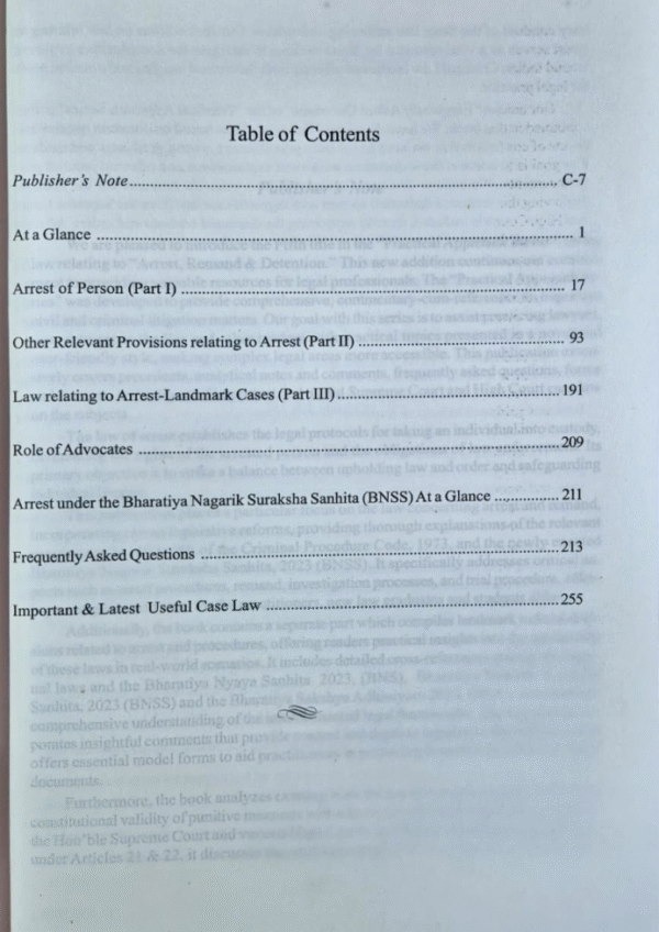 Arrest, Remand & Detention Contents