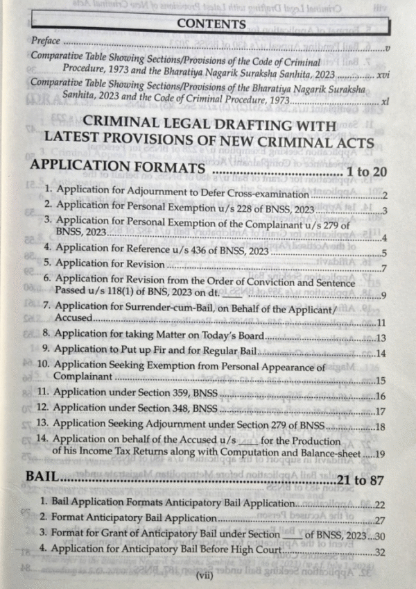 Criminal Legal Drafting Contents