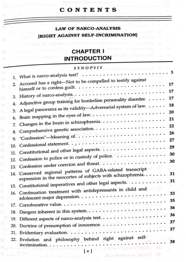 Law of Narco Analysis Contents